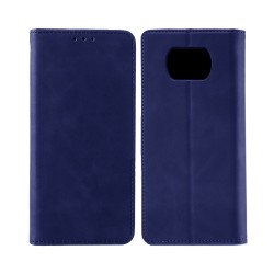 Leather Flip Cover with Internal Pocket For Xiaomi Poco X3 Blue Leather Flip Cover with Internal Pocket For Xiaomi Poco X3 Blue